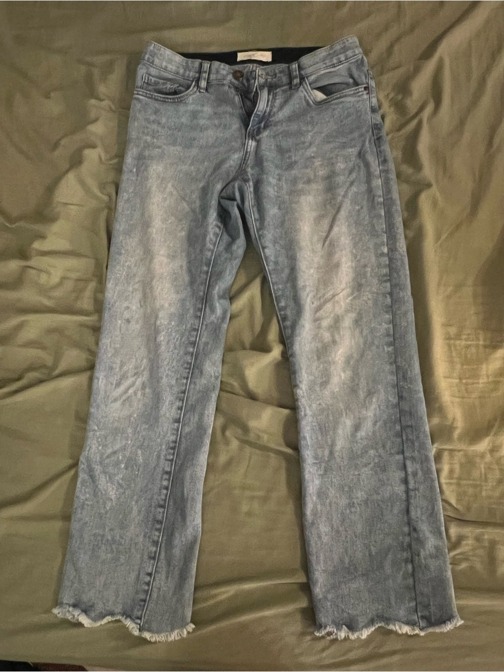 Sag Harbor Washed Light Blue Flare Jeans with Frayed Hem